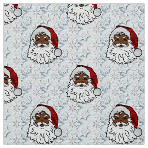 african black santa snowflakes fabric