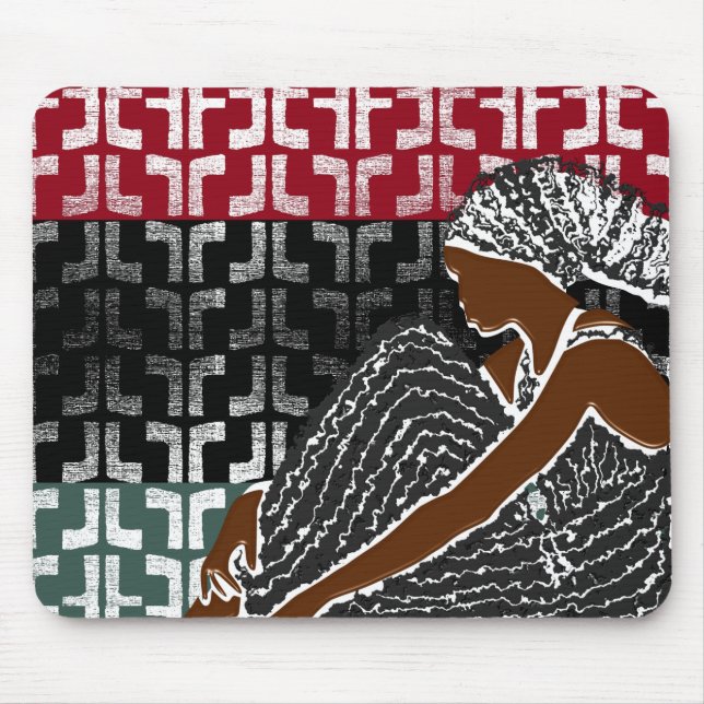African Black Woman with Heritage Head Wrap  Mouse Mat (Front)