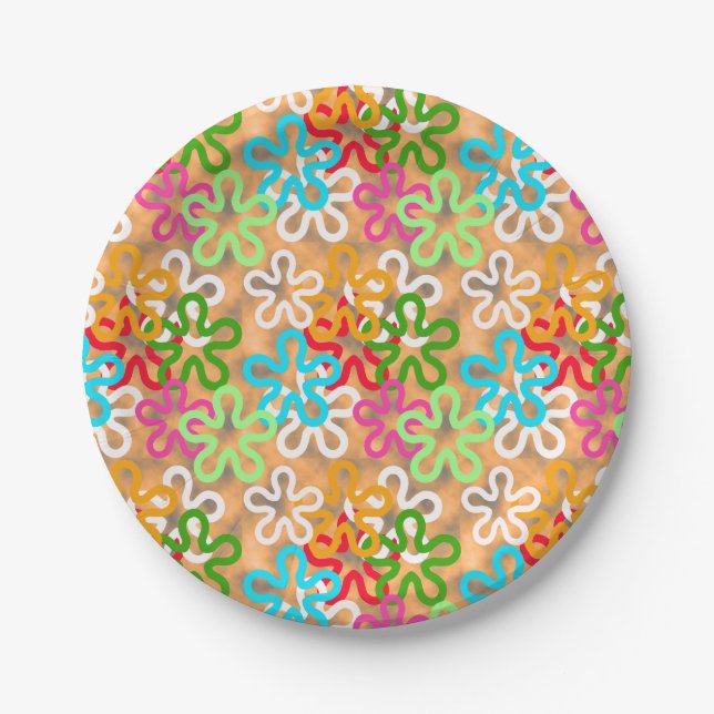  African Blob Shapes Pattern Paper Plate (Front)