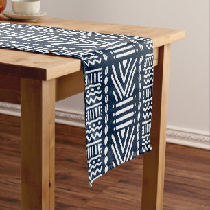 African Blue Denim Bogolan Table Runner