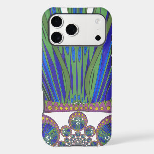 African Blue Purple Decorative Art Design Print