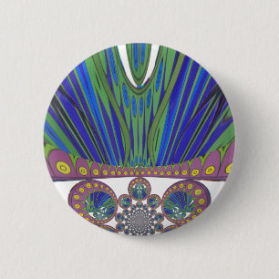 African Blue Purple Decorative Art Design Print 6 Cm Round Badge