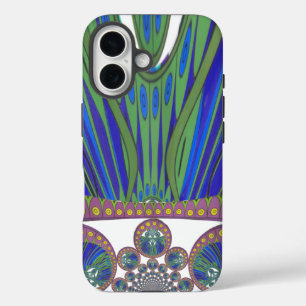 African Blue Purple Decorative Art Design Print iPhone 16 Case