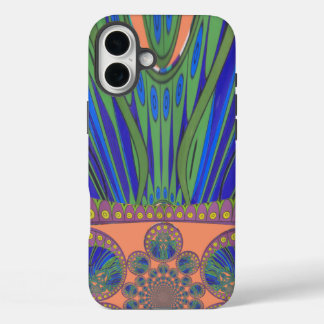 African Blue Purple Decorative Art Design Print iPhone 16 Plus Case
