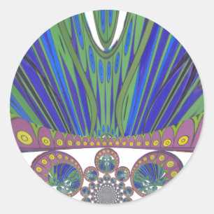 African Blue Purple Decorative Art Design Print Classic Round Sticker