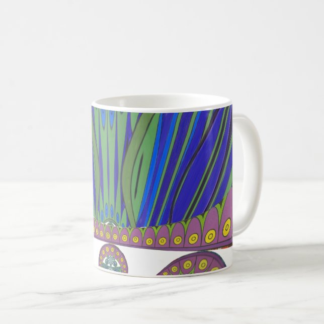 African Blue Purple Decorative Art Design Print Coffee Mug (Front Right)