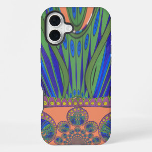 African Blue Purple Decorative Art Design Print iPhone 16 Plus Case