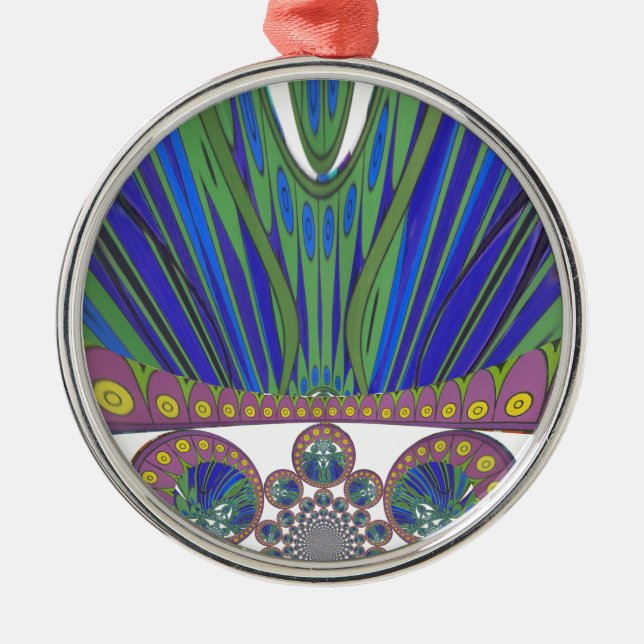 African Blue Purple Decorative Art Design Print Metal Tree Decoration (Front)