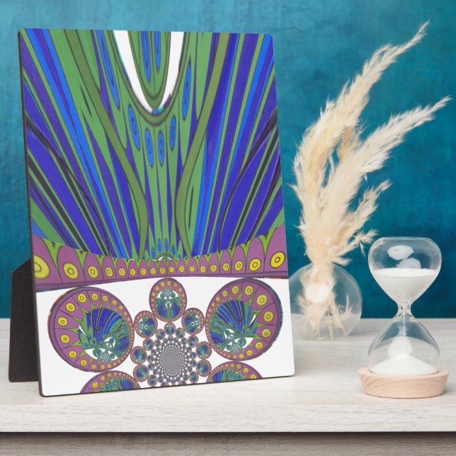 African Blue Purple Decorative Art Design Print Plaque (Side)