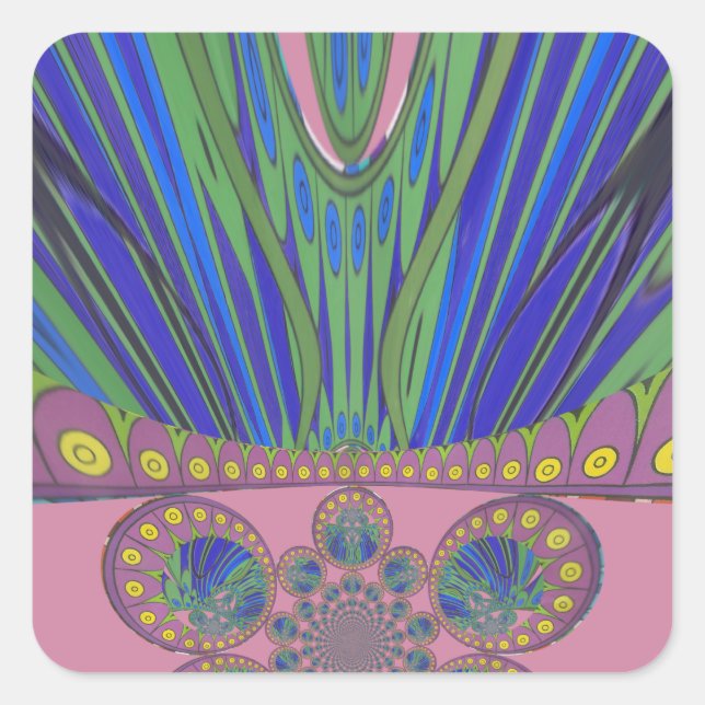 African Blue Purple Decorative Art Design Print Square Sticker (Front)