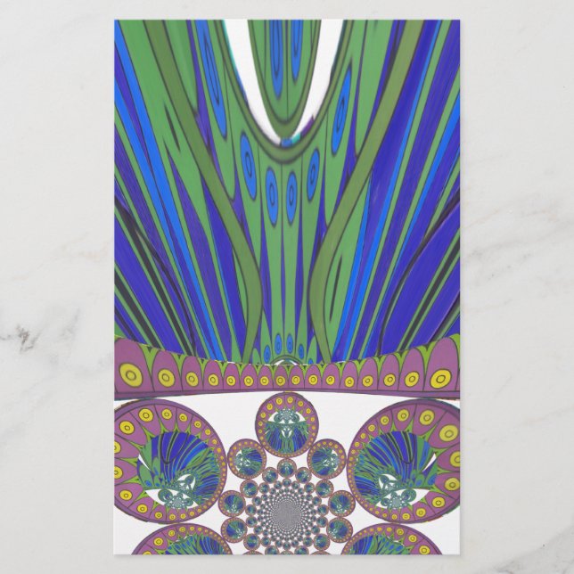 African Blue Purple Decorative Art Design Print Stationery (Front)