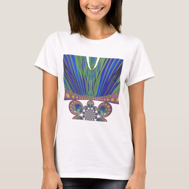 African Blue Purple Decorative Art Design Print T-Shirt (Front)