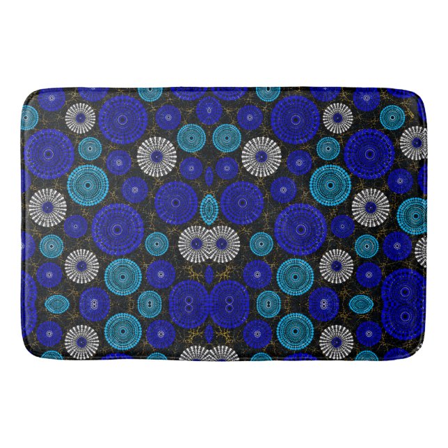 African Blue Solar Burst Geometric Bath Mat (Front)