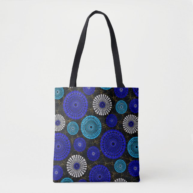 African Blue Solar Burst Geometric Shoulder Bag (Front)