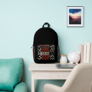 African Bogolan Black Mud Cloth Inspired Backpack