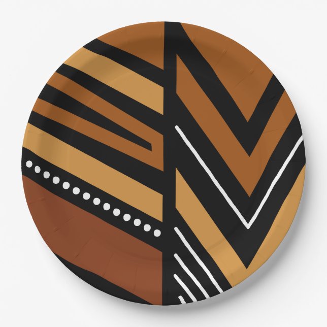 African Bogolan Paper Plate (Front)