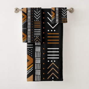 African Bogolan Style Mud Cloth Inspired Towel Set