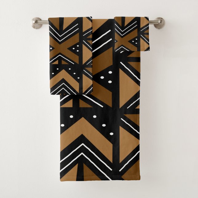 African Bogolan Style Mud Cloth Inspired Towel Set (Insitu)