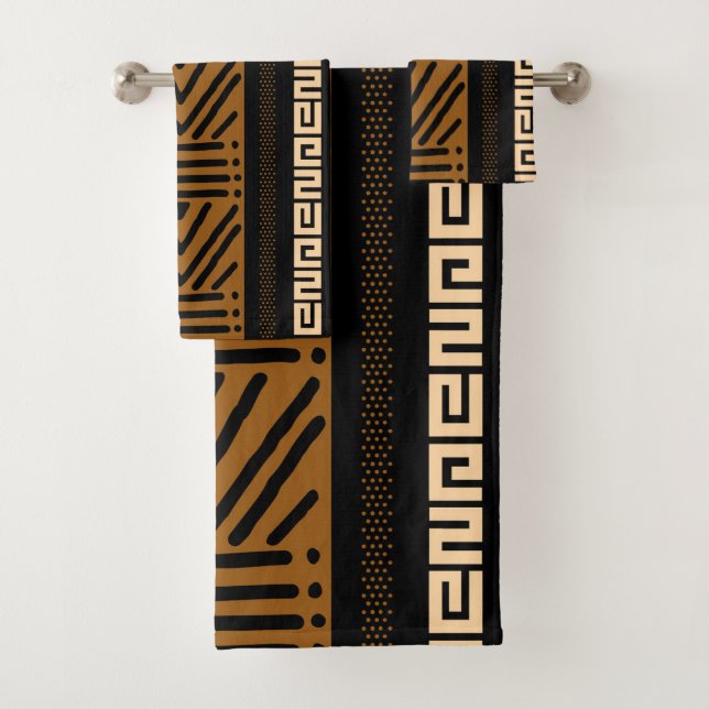 African Bogolan Style Mud Cloth Inspired Towel Set (Insitu)