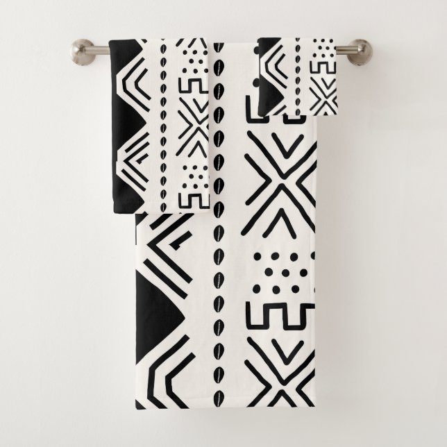 African Bogolan Style Mud Cloth Inspired Towel Set (Insitu)