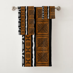 African Bogolan Style Mud Cloth Inspired Towel Set
