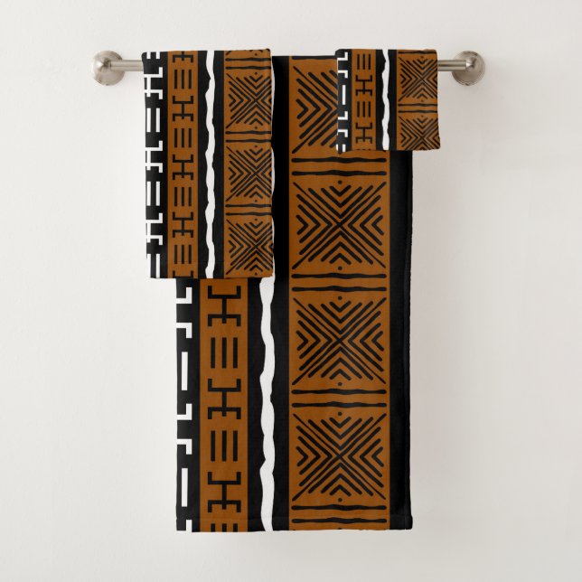 African Bogolan Style Mud Cloth Inspired Towel Set (Insitu)