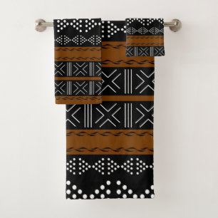 African Bogolan Style Mud Cloth Inspired Towel Set