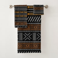 African Bogolan Style Mud Cloth Inspired Towel Set