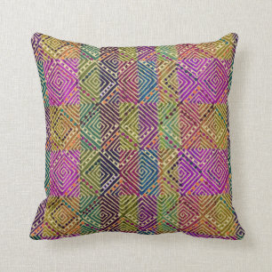 African Boho Diamonds and Dots   Mud Cloth Style Cushion