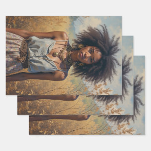 African Boho Woman Wrapping Paper Sheets