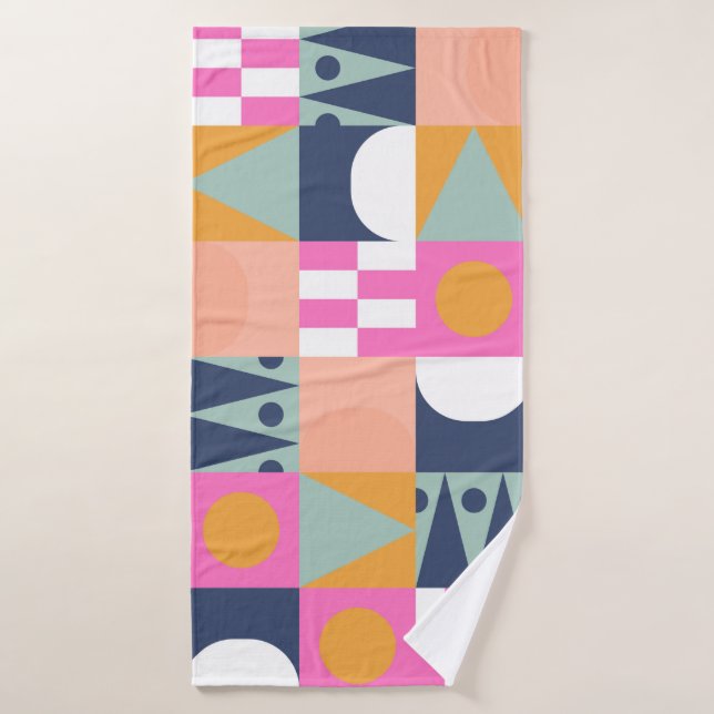 African bright colour block seamless pattern. Geom Bath Towel (Bath Towel)