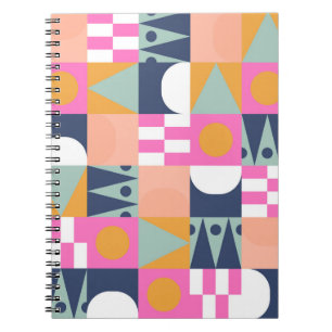 African bright colour block seamless pattern. Geom Notebook