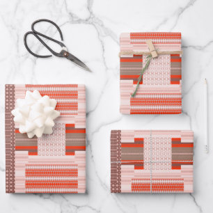 African Brown Earth Tone Geometric Wrapping Paper Sheet