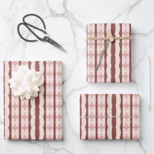 African Brown Earth Tone Geometric Wrapping Paper Sheet