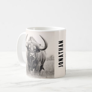 African Buffalo Pencil Drawing Coffee Mug