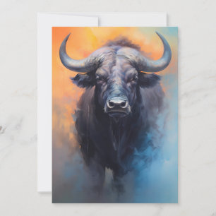 African Buffalo Safari Portrait Holiday Card