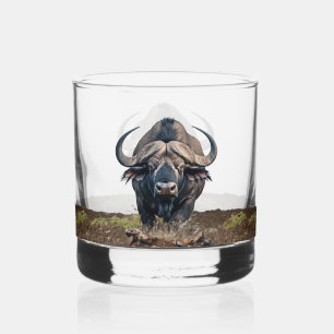 African buffalo whiskey glass