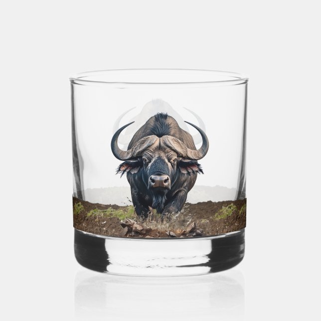 African buffalo whiskey glass (Front)