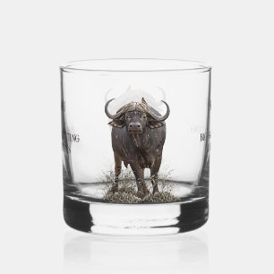 African buffalo whiskey glass