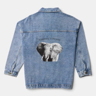 African Bush Elephant Drawing Denim Jacket