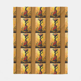 African Canvas Artwork for Throw Blankets-Pillows Fleece Blanket
