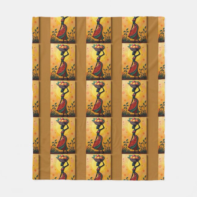 African Canvas Artwork for Throw Blankets-Pillows Fleece Blanket (Front)