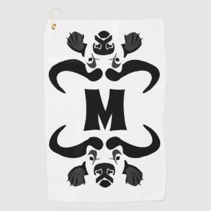 African Cape Buffalo Stamp Style Golf Towel