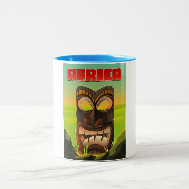 African Carved Head Two-Tone Coffee Mug (Center)