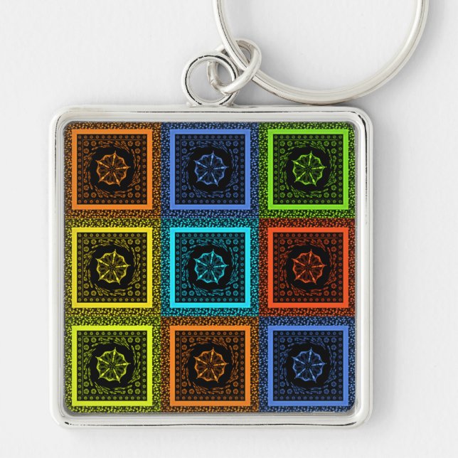 African Checkered Pattern Art Print Key Ring (Front)