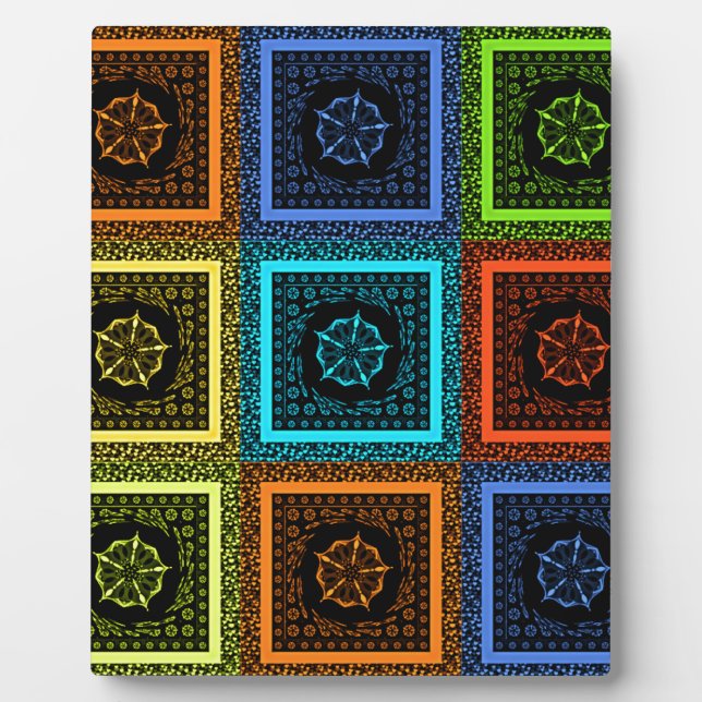 African Checkered Pattern Art Print Plaque (Front)