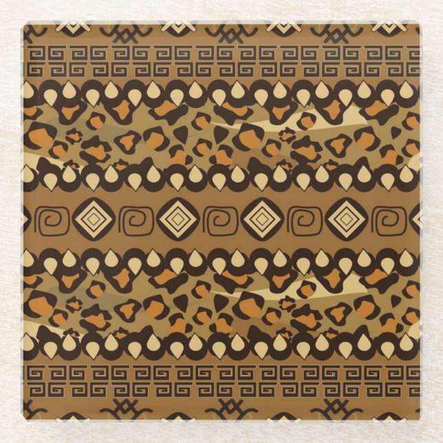 African cheetah skin pattern 2 glass coaster (Front)