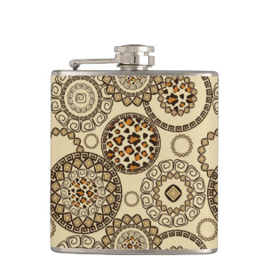 African cheetah skin pattern 3 hip flask