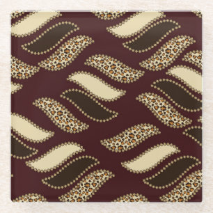 African cheetah skin pattern glass coaster