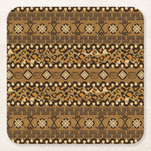 African cheetah skin pattern square paper coaster